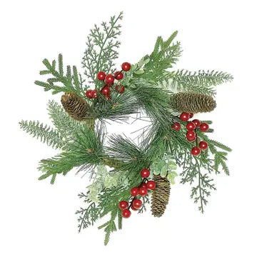 Candle Wreath - Berries, Cedar and Pine