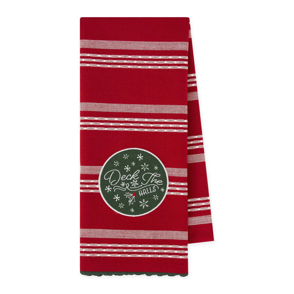 Deck the Halls Embellished Dishtowel
