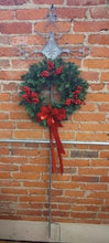Load image into Gallery viewer, Cross Yard Stake with Artificial Wreath
