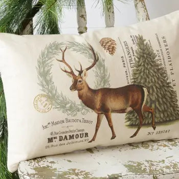 Woodland Winter Deer Pillow