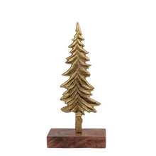Load image into Gallery viewer, Gilded Spruce Tree on Wood Base

