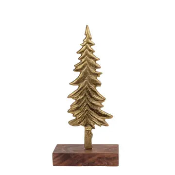 Gilded Spruce Tree on Wood Base