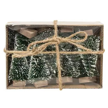 Mini Snowy Bottle Brush Trees - Set of 12