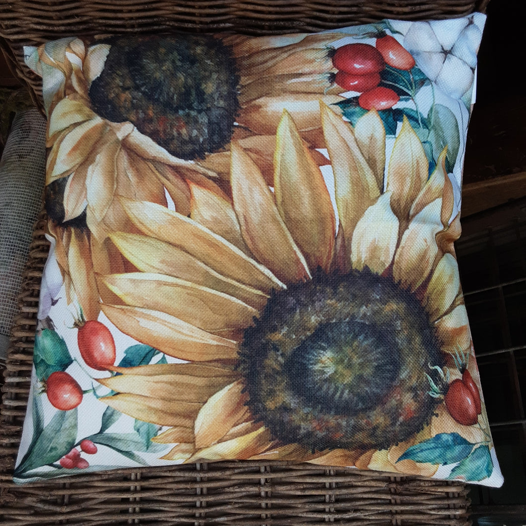 Sunflower Check Outdoor Cover w/ Insert