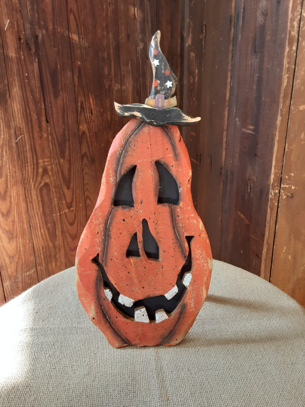 Wooden Carved Jack-o-lantern