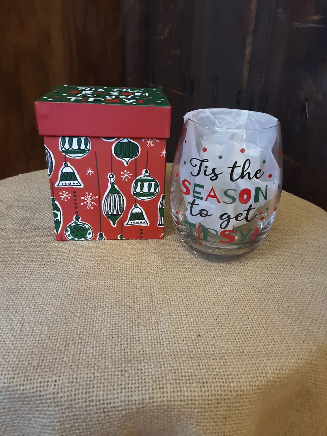 Tis the Season to Get Tipsy Stemless Wine Glass