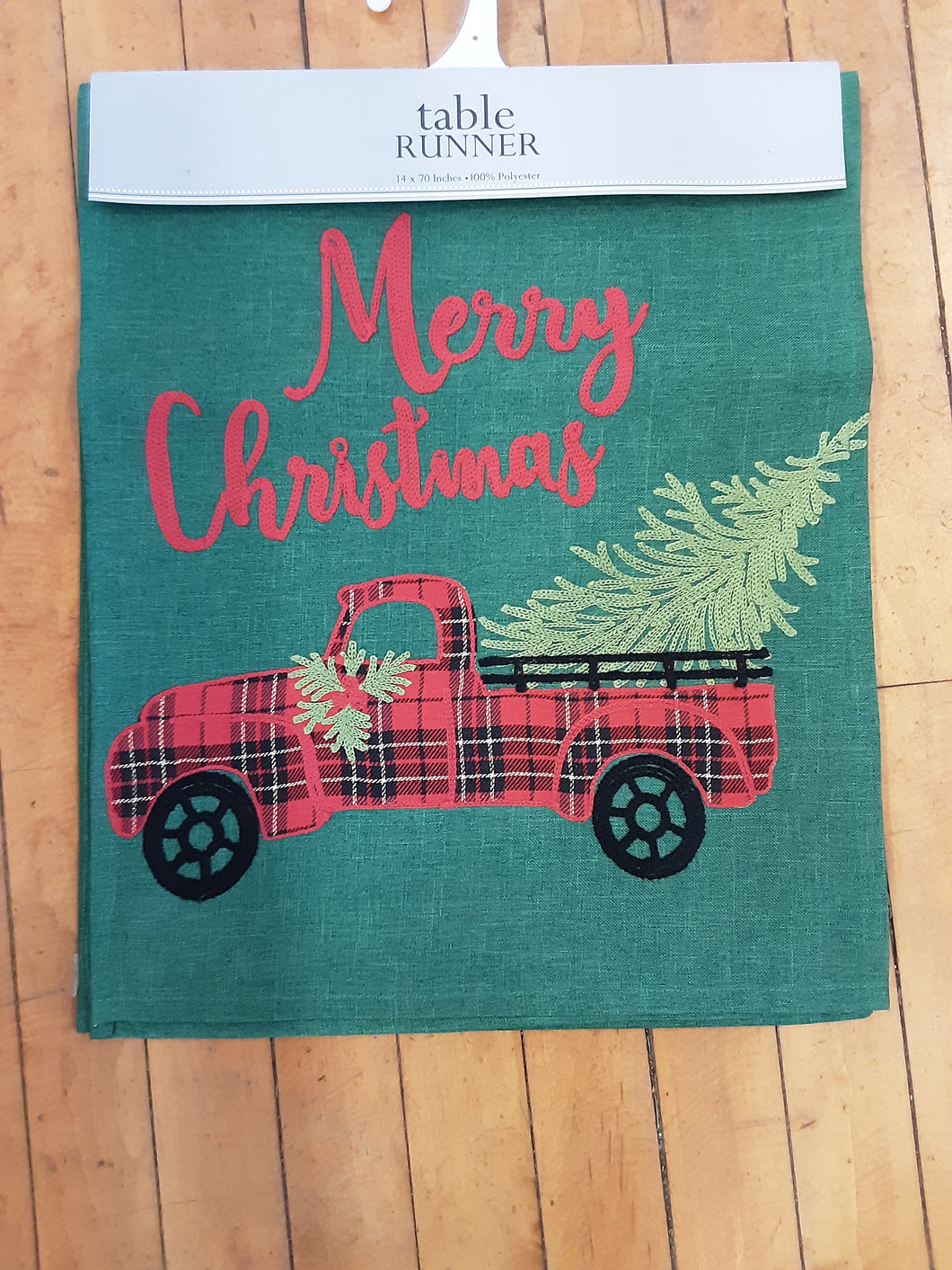 Merry Christmas Truck Embroidered Table Runner