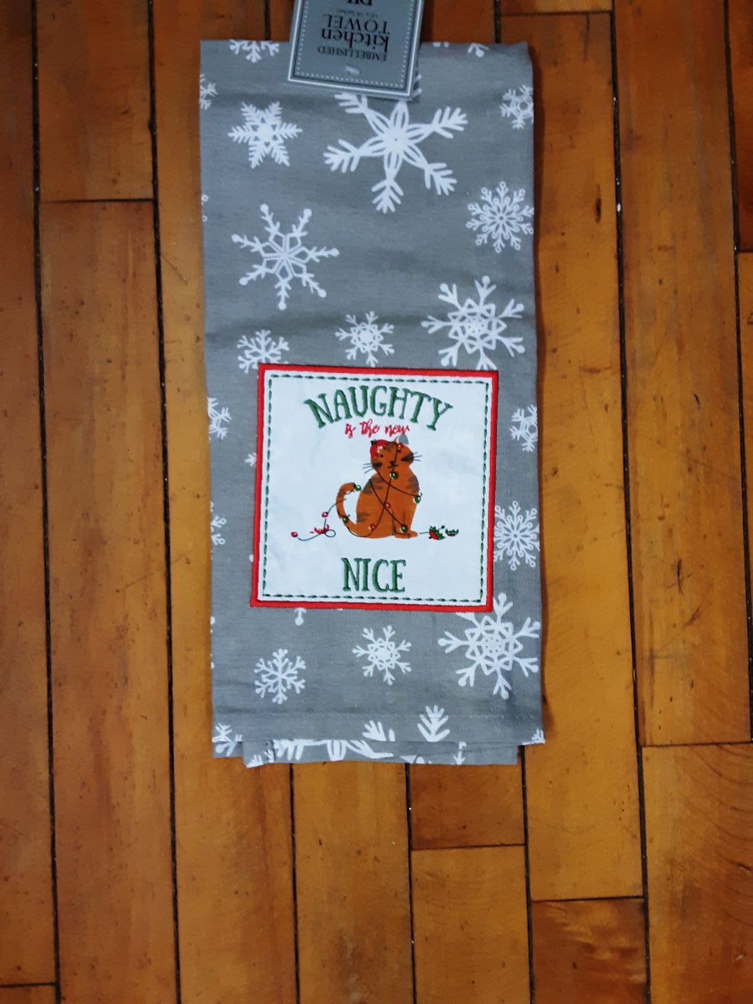Naughty Nice Cat Dishtowel