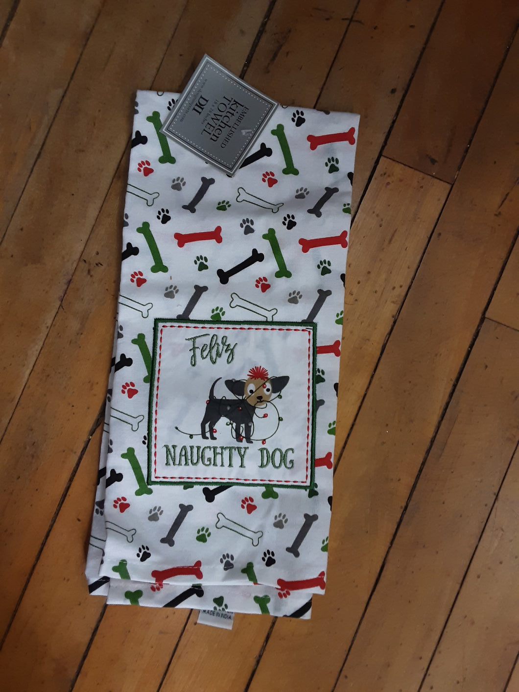 Feliz Naughty Dog Dishtowel