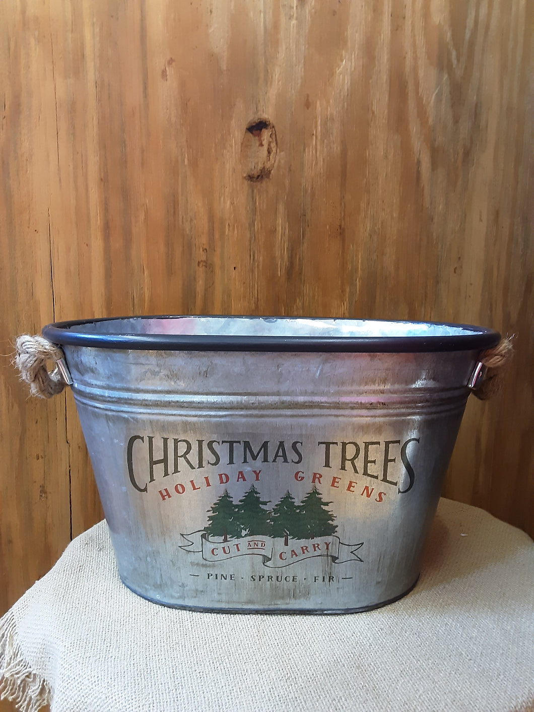 Christmas Trees Tin Pitcher & Tub