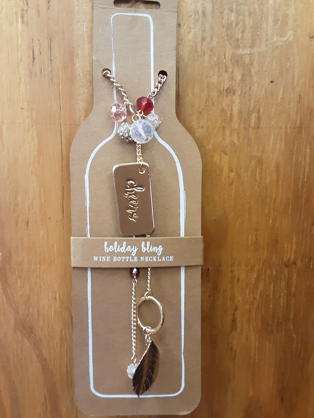 Holiday Bling Wine Bottle Necklace