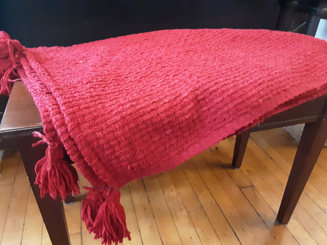 Crimson Decorative Throw with Tassels