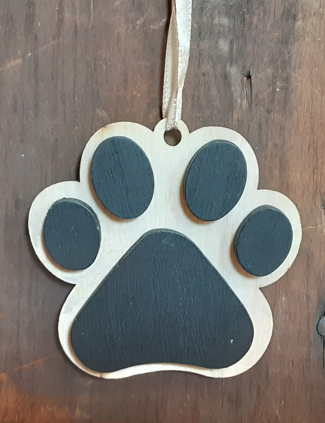 Wooden Paw Print Ornament - Customizable