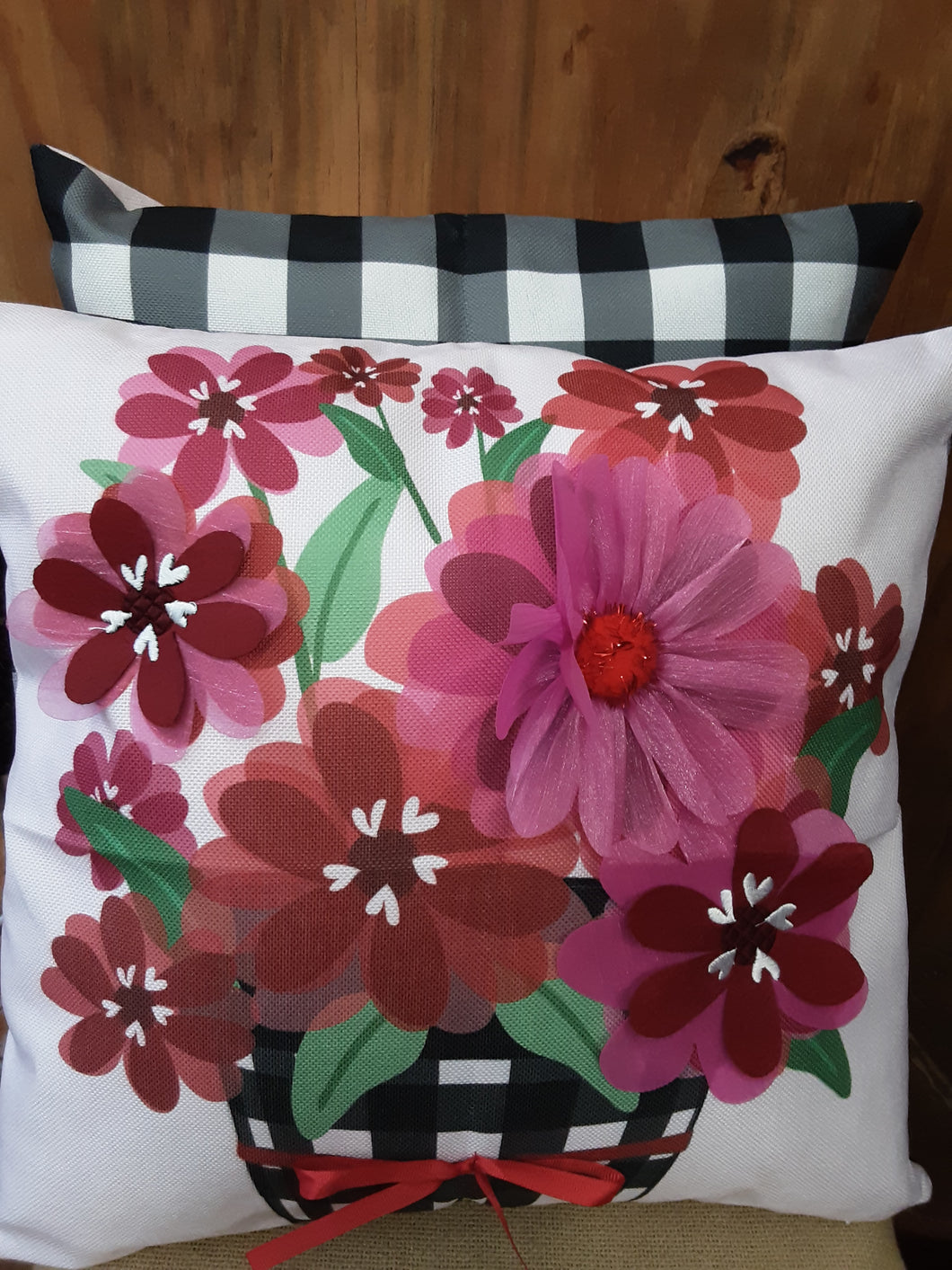 Buffalo Check Flower Pot Outdoor Pillow