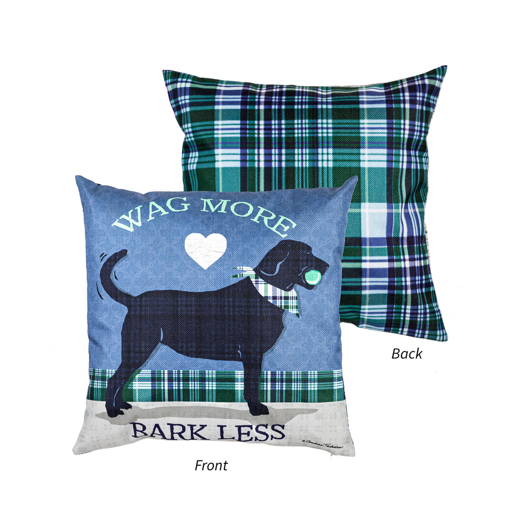 Wag More Bark Less Outdoor Pillow
