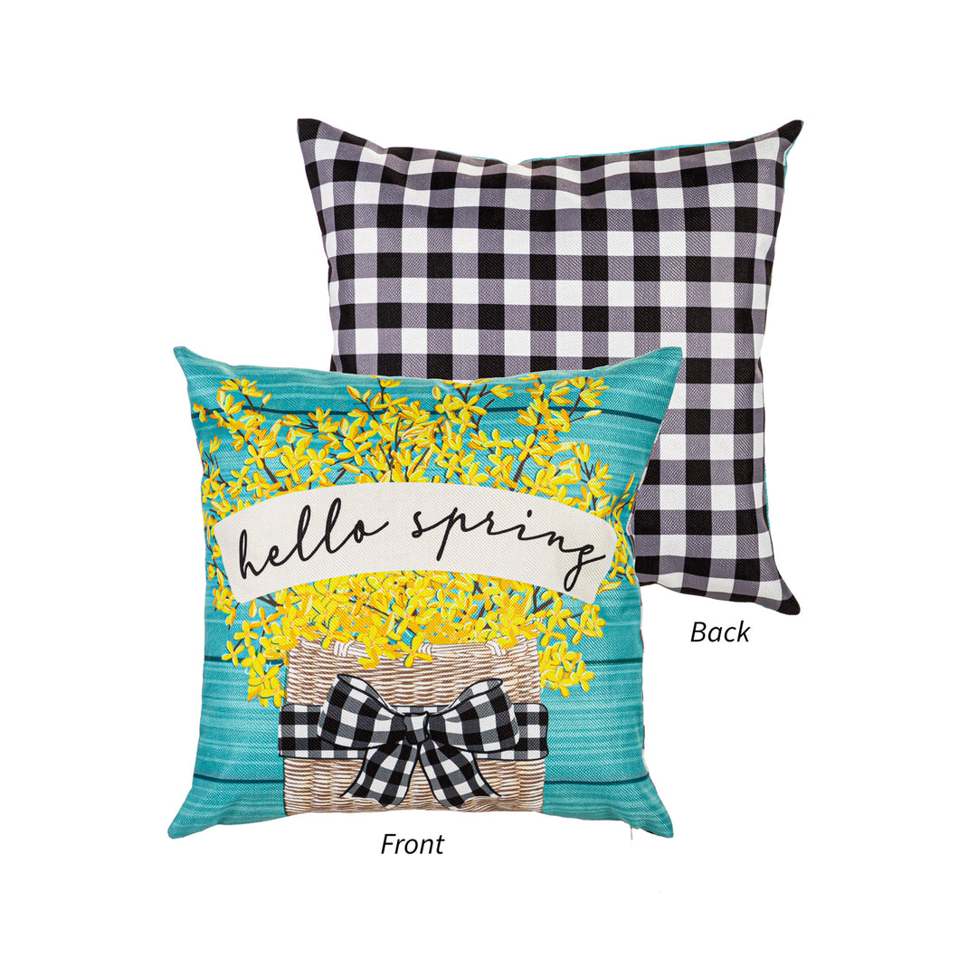 Forsythia Basket Outdoor Pillow