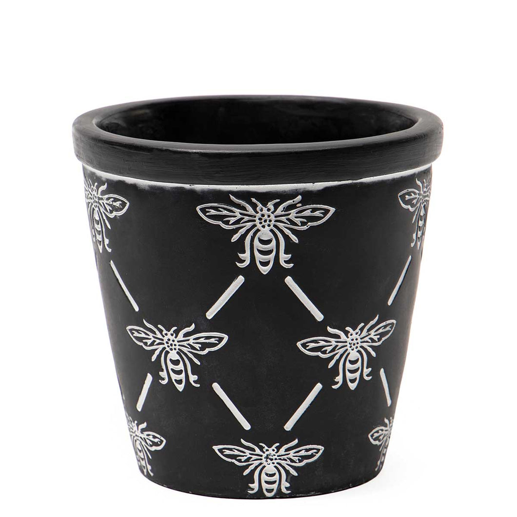 Bumble Bee Black Concrete Pot