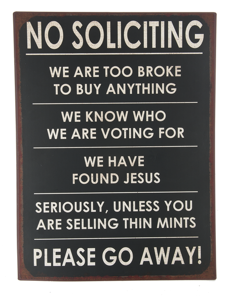 No Soliciting Metal Sign