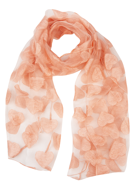 Sheer Salmon Heart Scarf